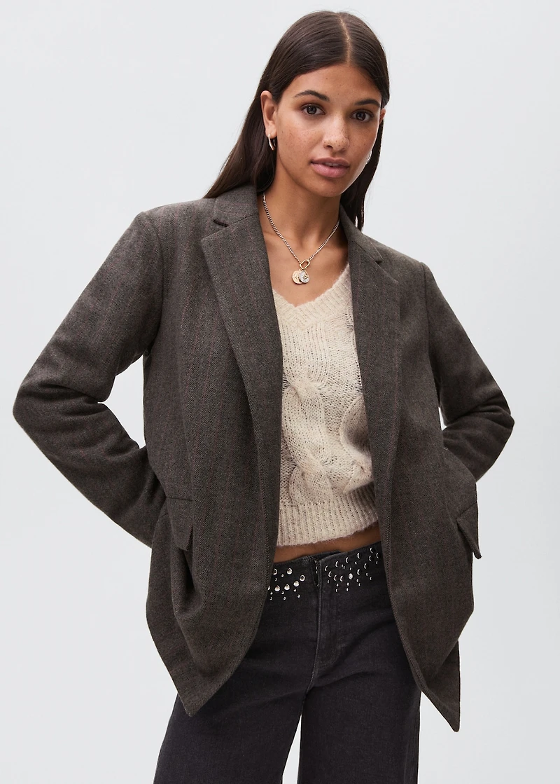 Herringbone wool blazer