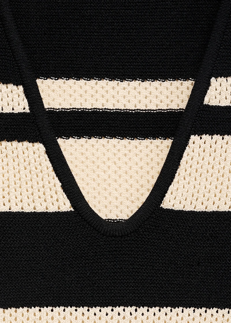 Knitted V-neck top with stripes