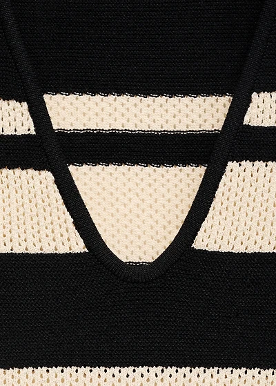 Knitted V-neck top with stripes