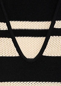 Knitted V-neck top with stripes