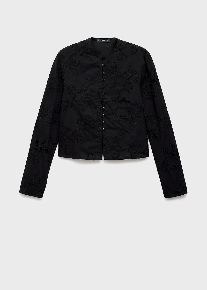 Embroidered blouse with buttons