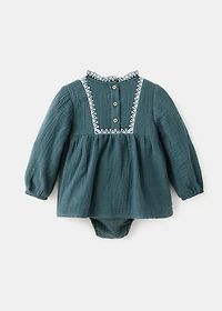 Dress and frog with embroidered details