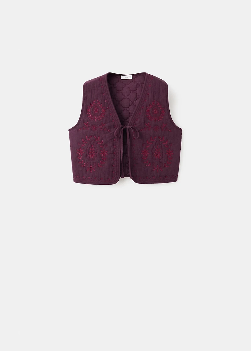 Floral-embroidered vest