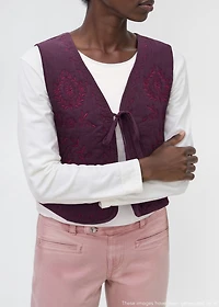 Floral-embroidered vest