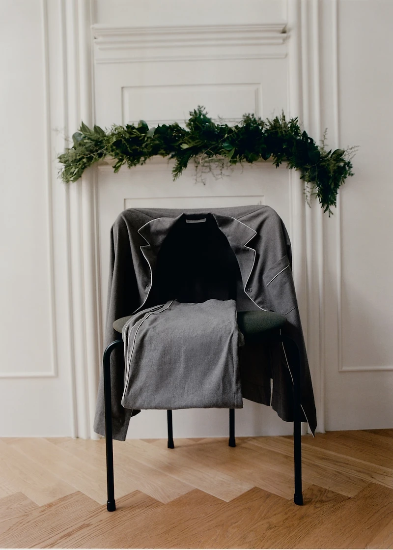 Cotton flannel shirt with contrasting piping