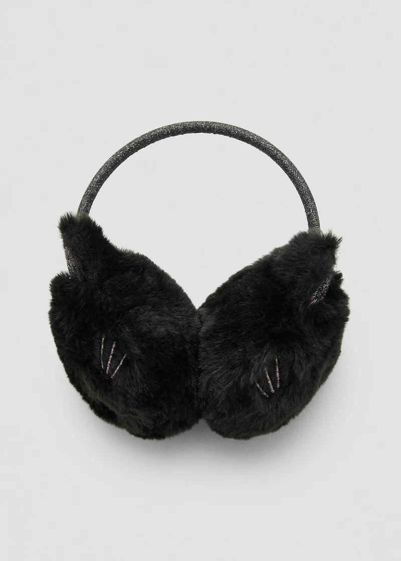 Cat fur-effect earmuffs