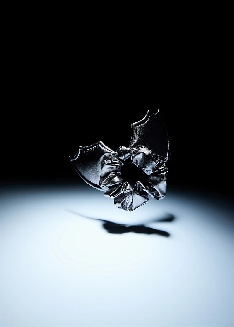 Metallic bat hair tie