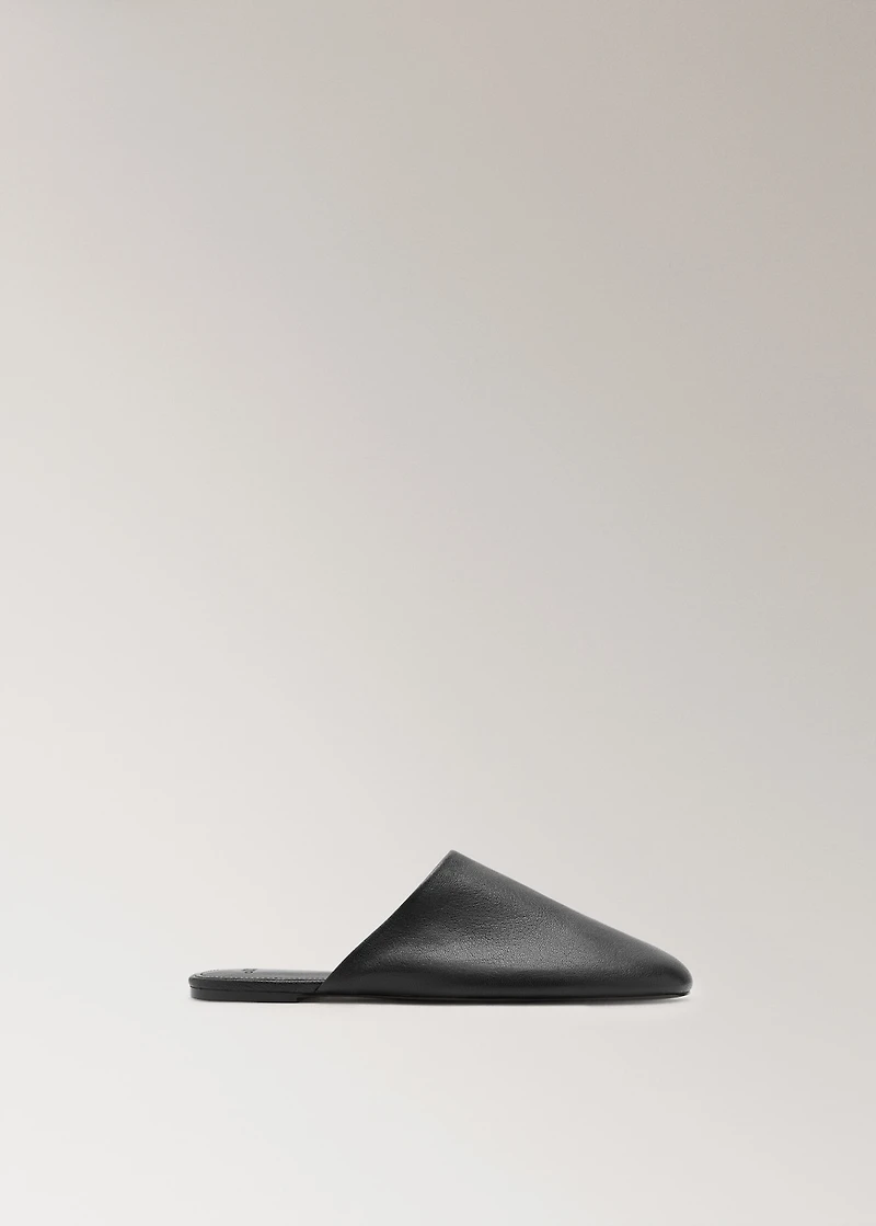 Leather mule slippers