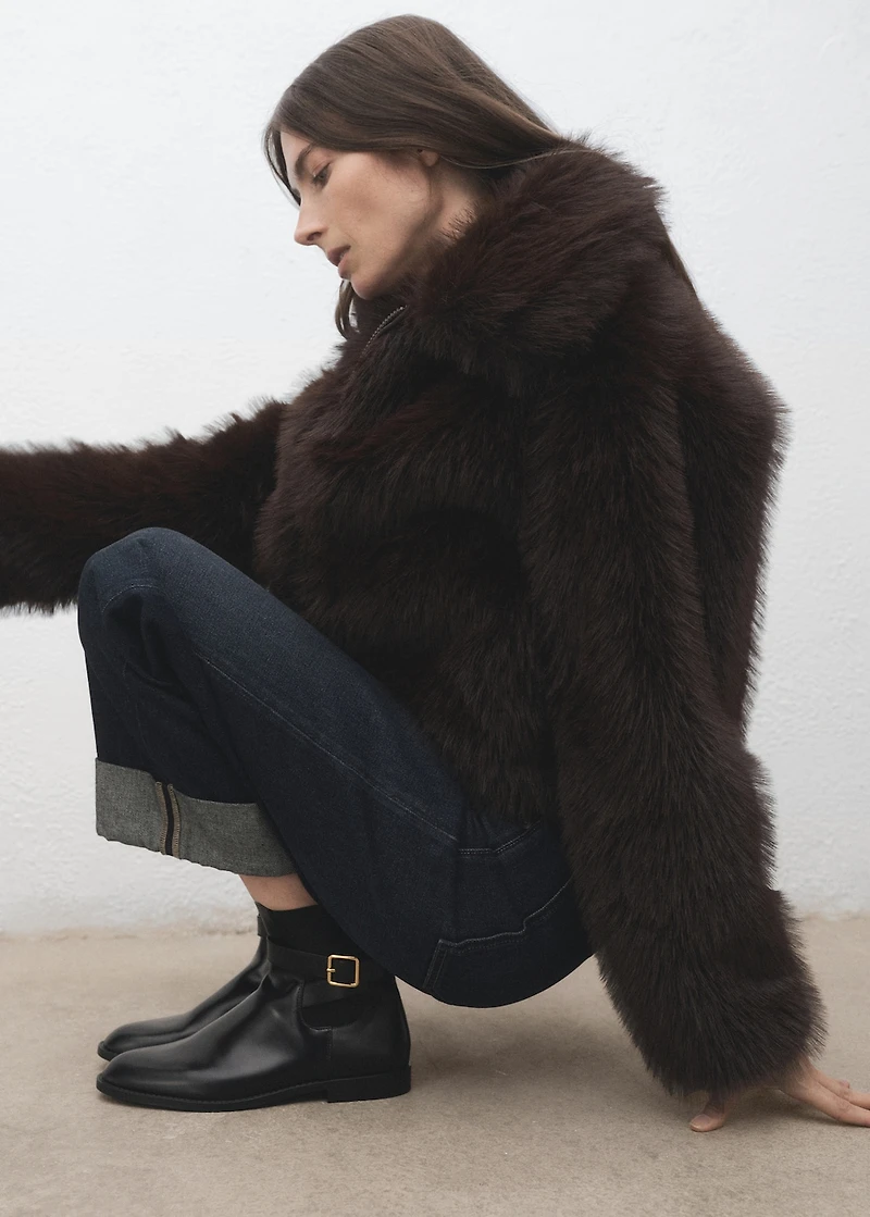 Ankle boots with elastic panel and buckle