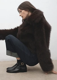 Ankle boots with elastic panel and buckle