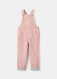 Long embroidered floral dungarees