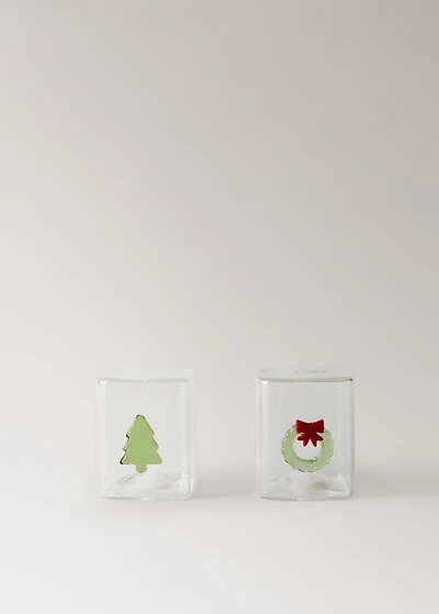 Borosilicate crown and tree salt and pepper mills