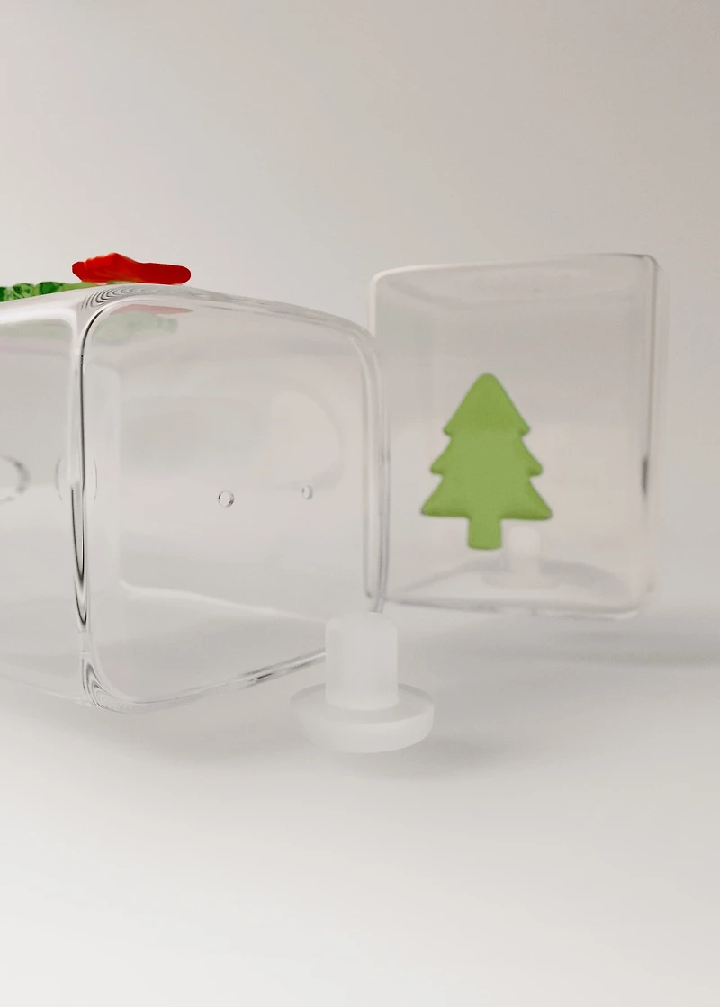 Borosilicate salt and pepper set with crown and tree design
