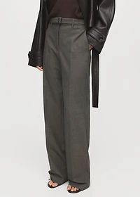 Belt straight-fit pants