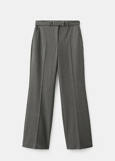 Belt straight-fit pants