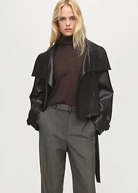 Belt straight-fit pants