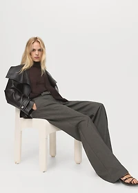 Belt straight-fit pants