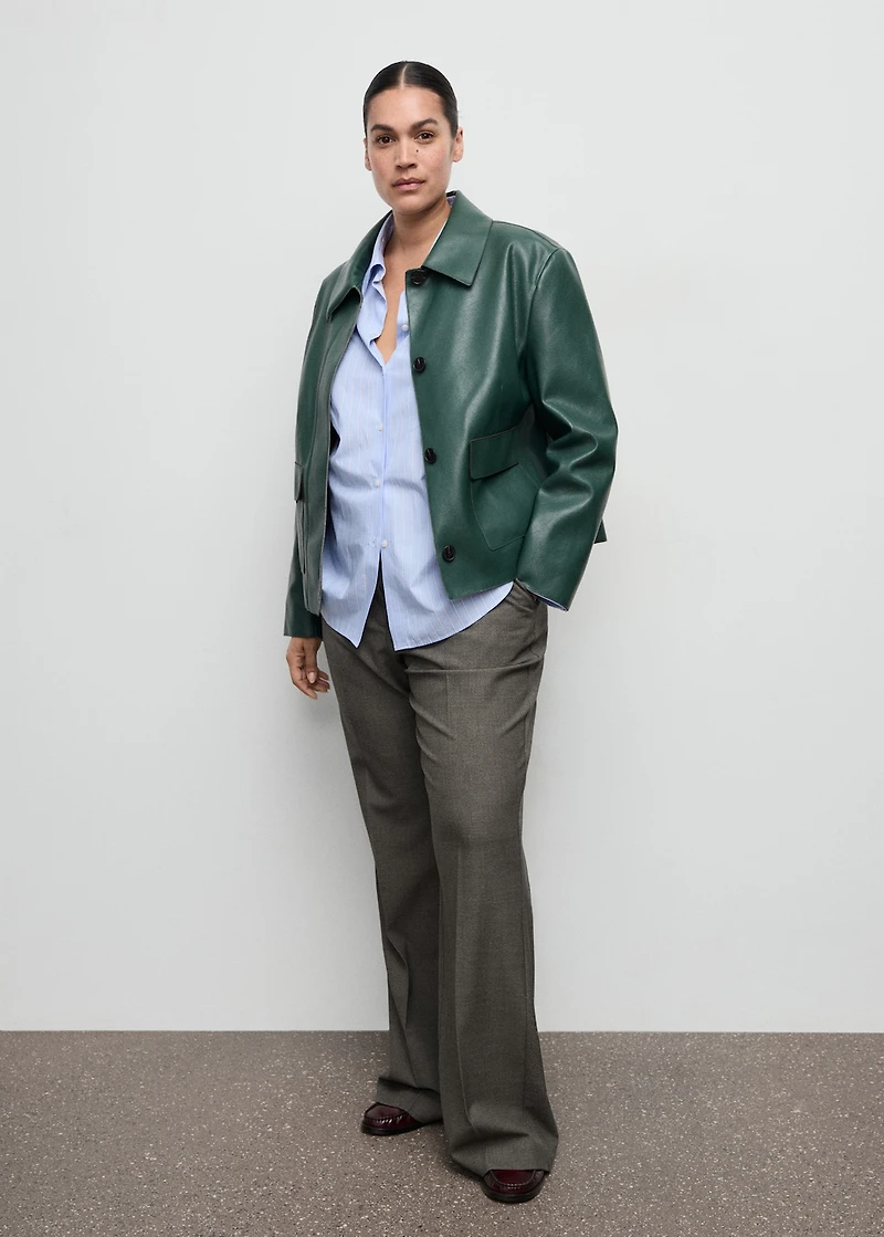 Belt straight-fit pants