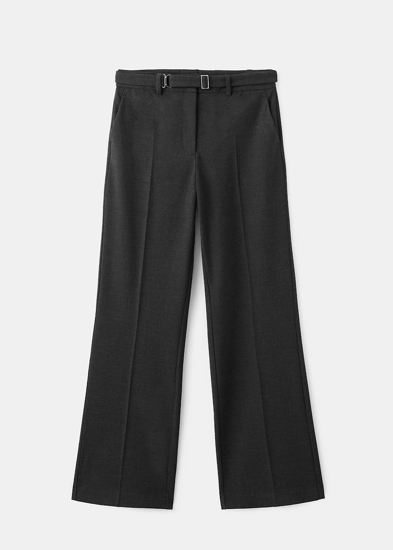 Belt straight-fit pants