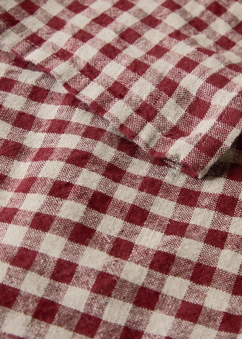 Gingham checked linen tablecloth for 2 to 4 diners