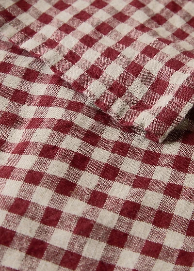 Gingham checked linen tablecloth for 2 to 4 diners