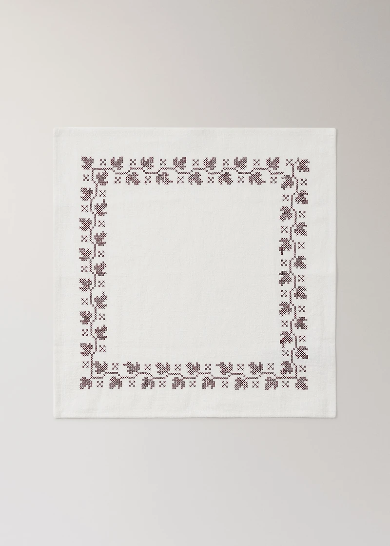 Ramie cotton tablecloth napkins with embroidered details