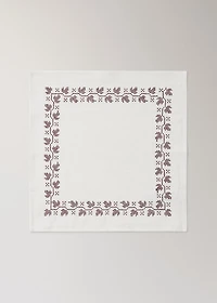 Ramie cotton tablecloth napkins with embroidered details