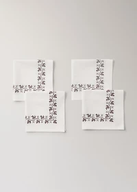 Ramie cotton tablecloth napkins with embroidered details