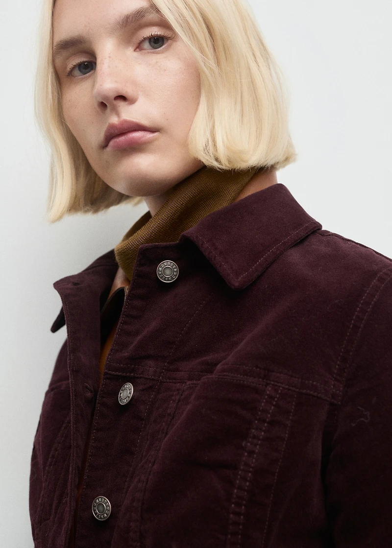 Velvet bomber jacket with stitching