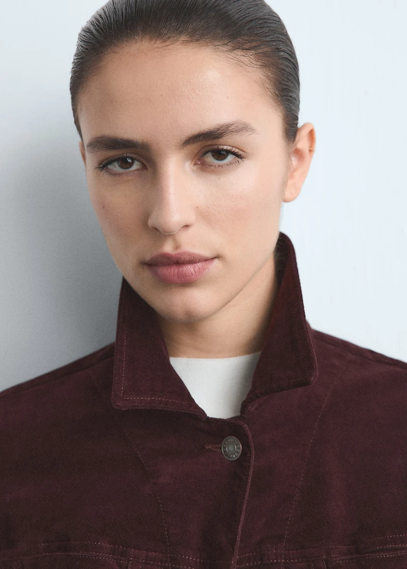 Velvet bomber jacket with stitching