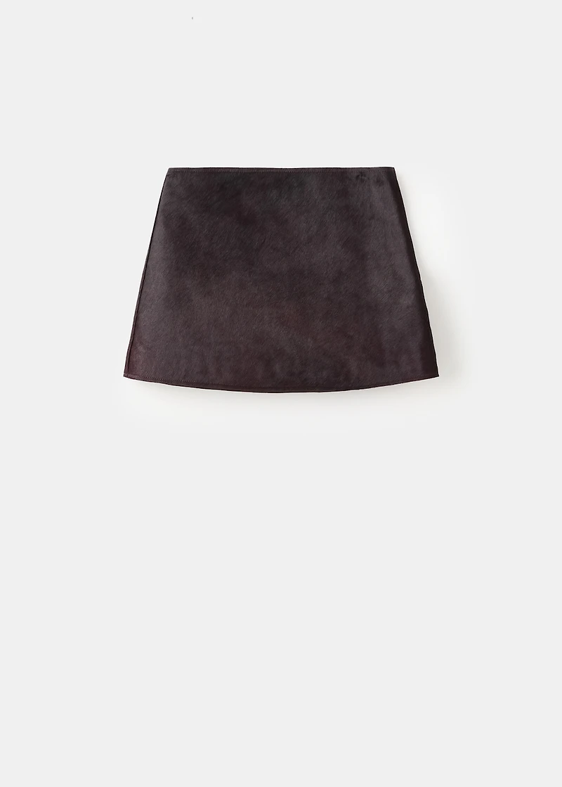Leather mini-skirt with fur