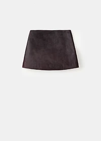 Leather mini-skirt with fur