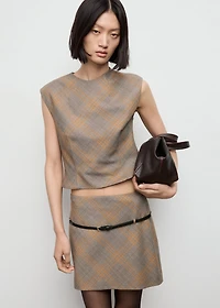Belt checked skirt