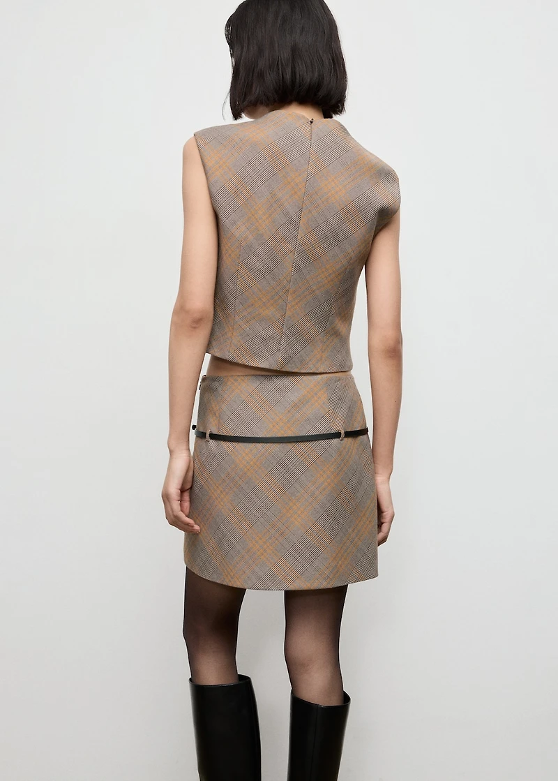 Belt checked skirt