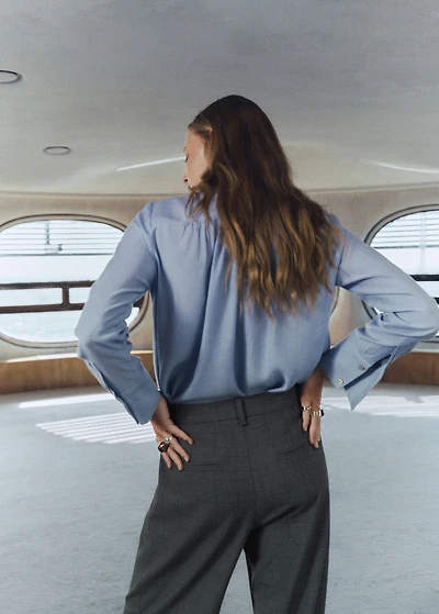 Pleated check-print suit trousers