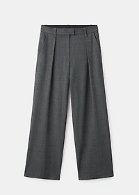 Pleated check-print suit trousers
