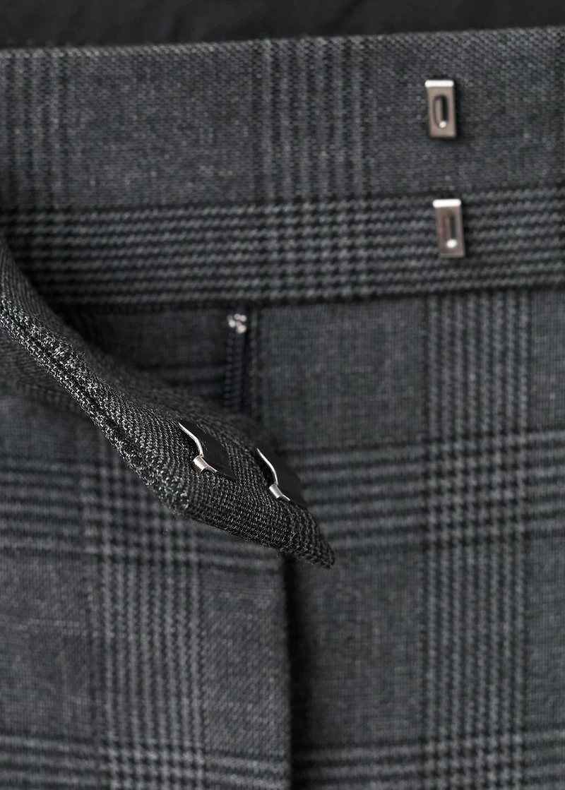 Pleated check-print suit trousers