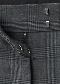 Pleated check-print suit trousers