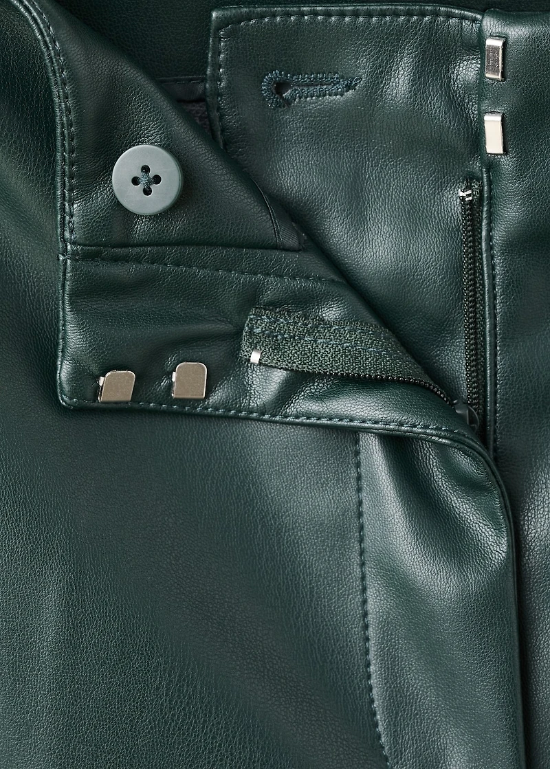 Faux-leather flared trousers