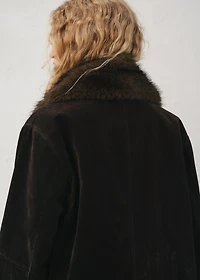 Parka with velvet-finish faux-fur collar