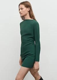 Boat-neck ruched dress