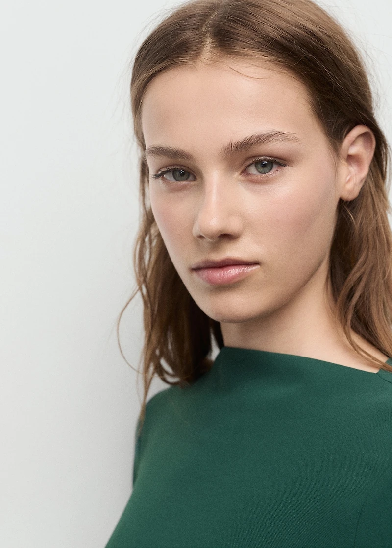 Boat-neck ruched dress