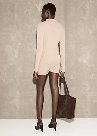 Ribbed knitted polo-neck playsuit