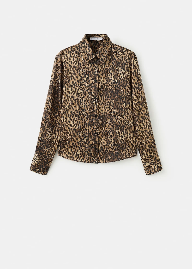 Leopard-print satin shirt