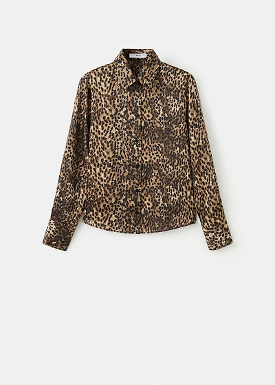Leopard-print satin shirt