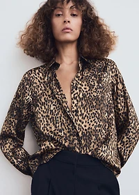 Leopard-print satin shirt