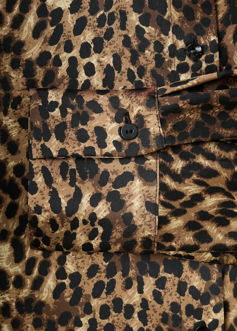 Leopard-print satin shirt