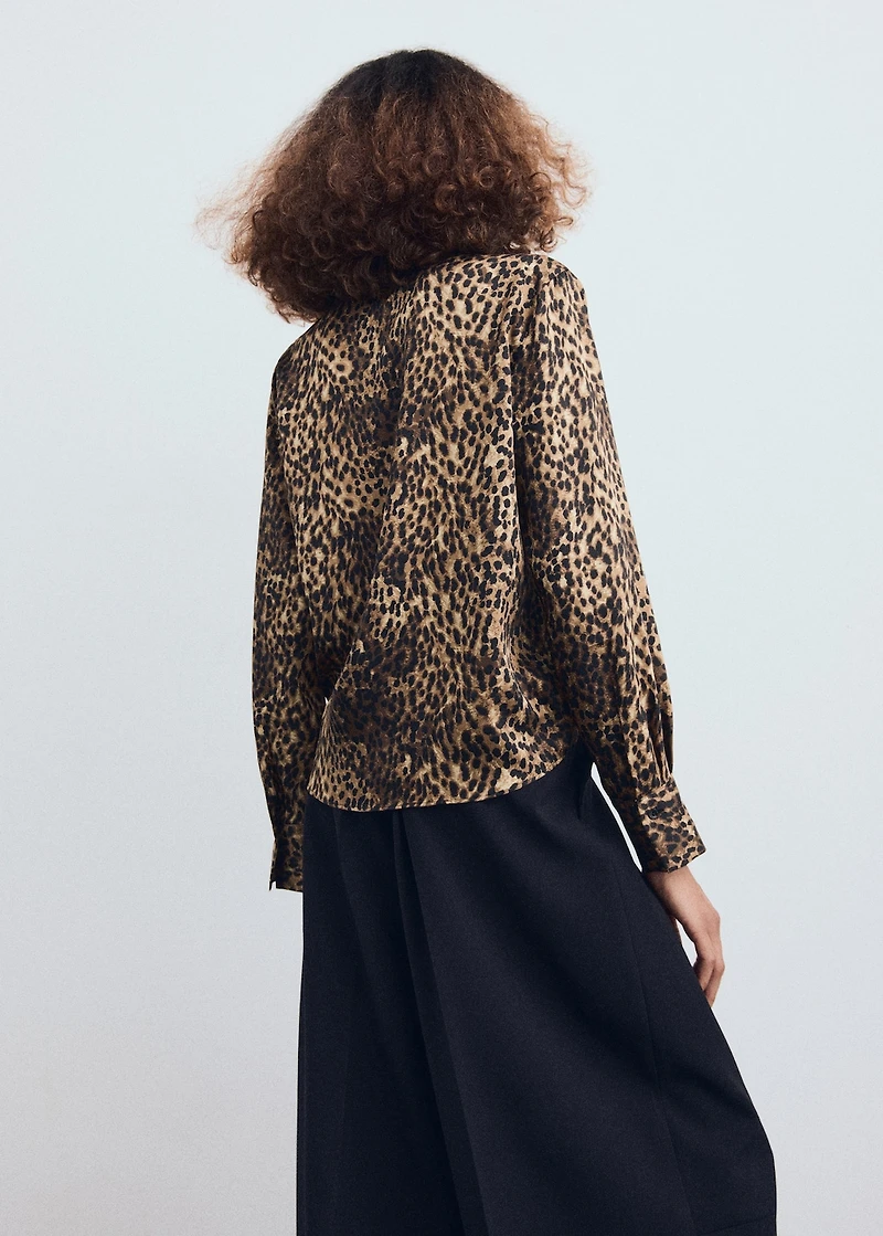 Leopard-print satin shirt