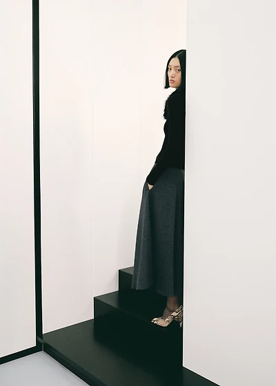 A-line wool-blend skirt