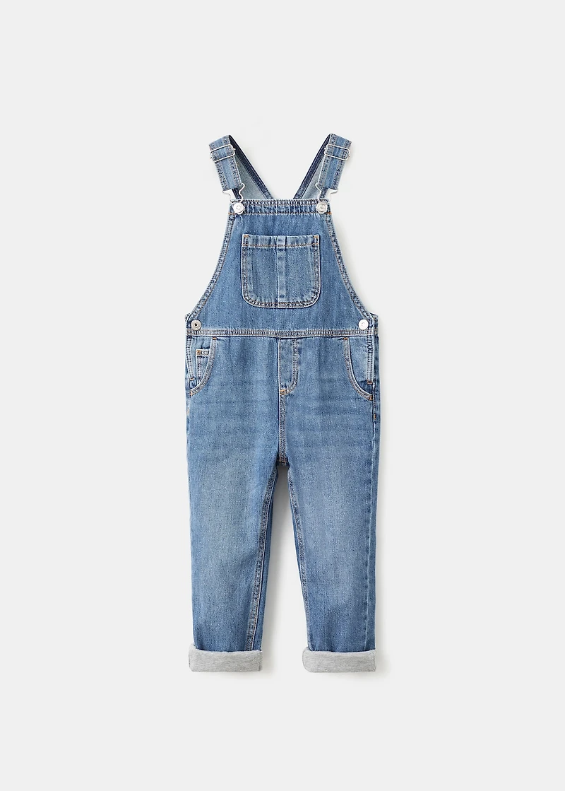 Cotton-lined denim dungarees